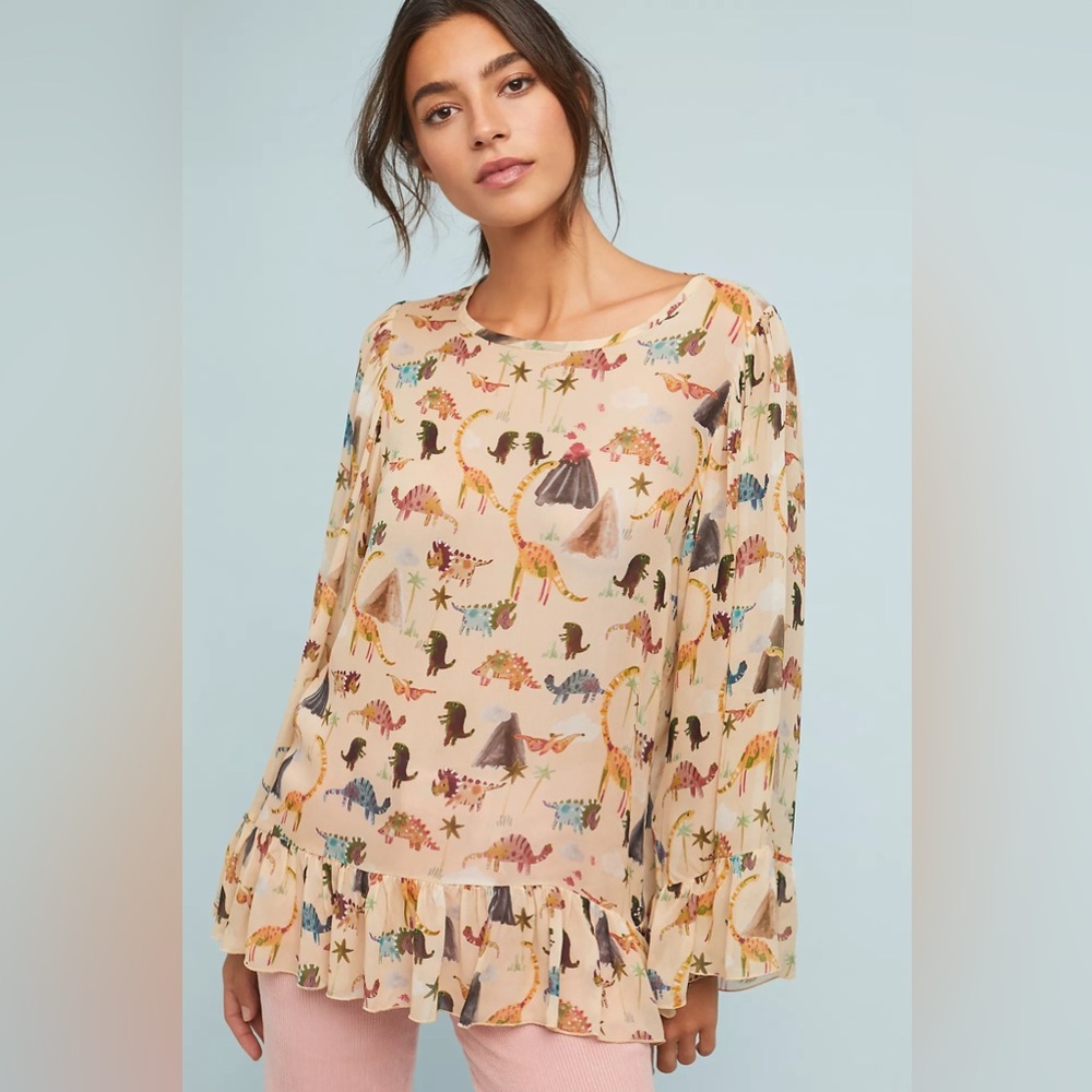 Anthropologie Ottod’Ame Dinosaur Blouse Size 6